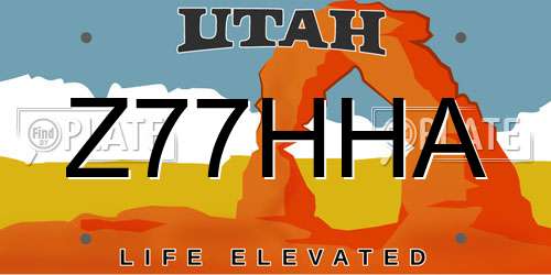 Z77HHA Utah License Plate