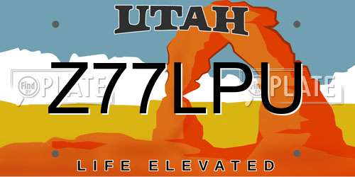Z77LPU Utah License Plate