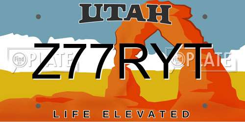 Z77RYT Utah License Plate