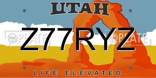 Z77RYZ Utah License Plate