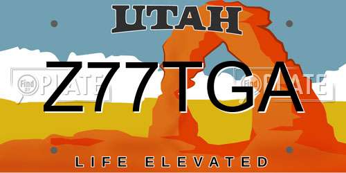 Z77TGA Utah License Plate