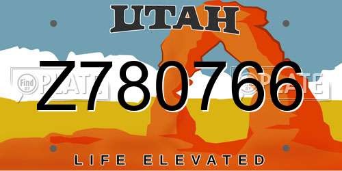 Z780766 Utah License Plate