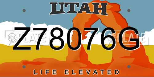 Z78076G Utah License Plate
