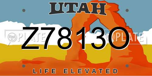Z7813O Utah License Plate
