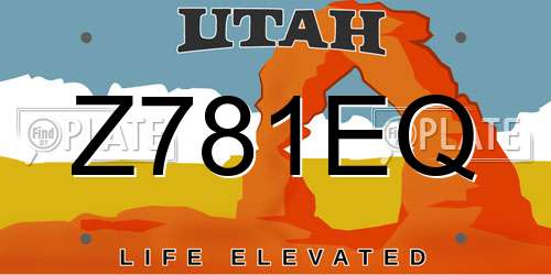 Z781EQ Utah License Plate