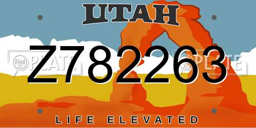 Z782263 Utah License Plate