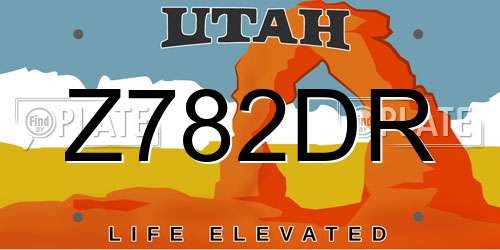 Z782DR Utah License Plate