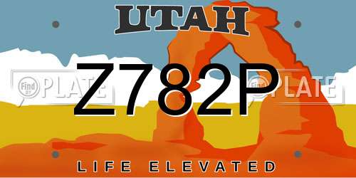 Z782P Utah License Plate