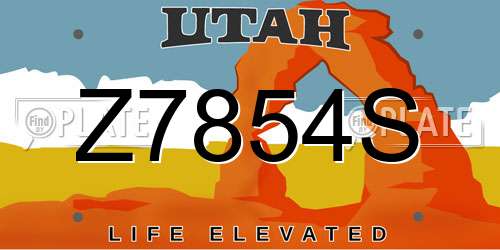 Z7854S Utah License Plate