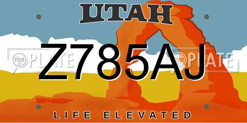 Z785AJ Utah License Plate