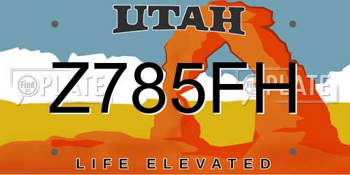 Z785FH Utah License Plate