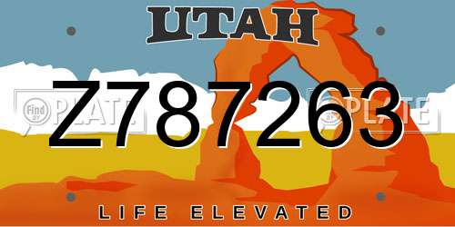 Z787263 Utah License Plate