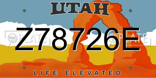 Z78726E Utah License Plate