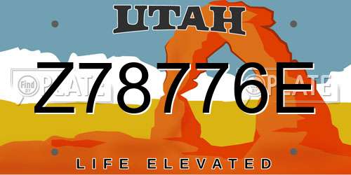 Z78776E Utah License Plate