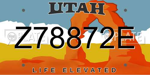 Z78872E Utah License Plate