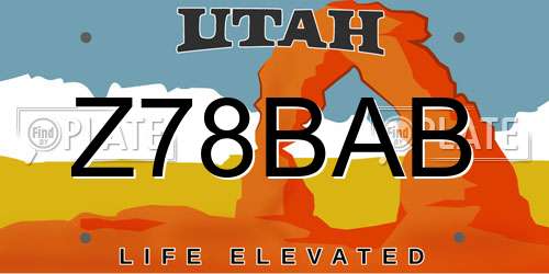 Z78BAB Utah License Plate