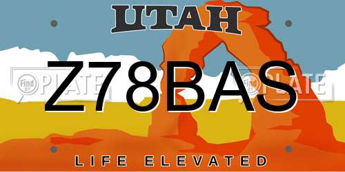 Z78BAS Utah License Plate