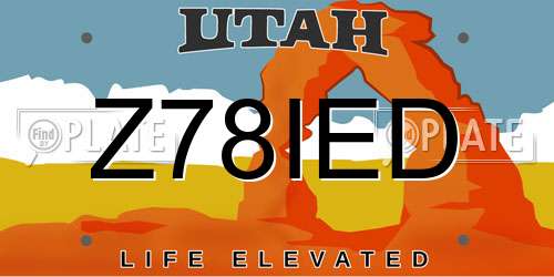 Z78IED Utah License Plate