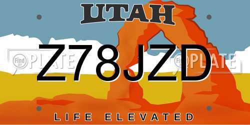 Z78JZD Utah License Plate
