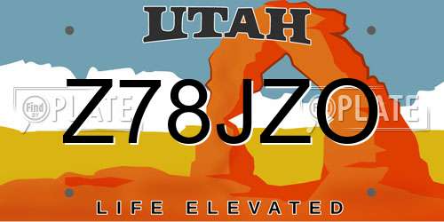 Z78JZO Utah License Plate
