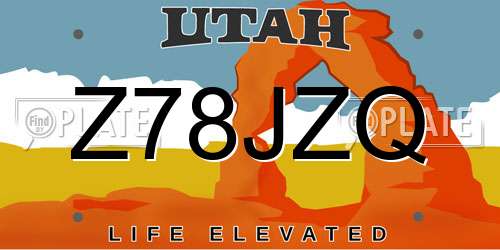 Z78JZQ Utah License Plate