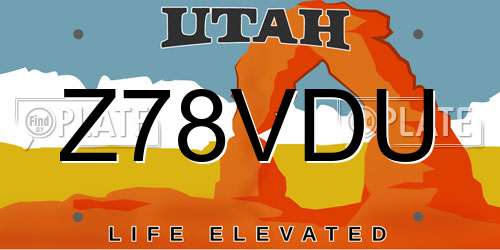 Z78VDU Utah License Plate