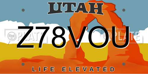 Z78VOU Utah License Plate