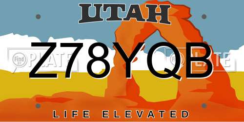 Z78YQB Utah License Plate