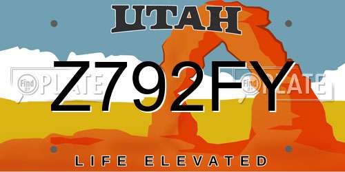 Z792FY Utah License Plate