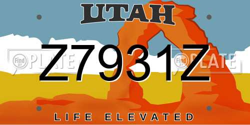 Z7931Z Utah License Plate