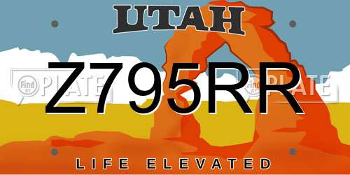 Z795RR Utah License Plate