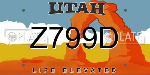 Z799D Utah License Plate