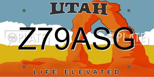 Z79ASG Utah License Plate