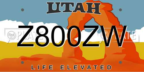 Z800ZW Utah License Plate