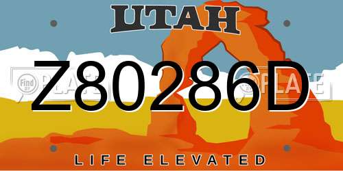 Z80286D Utah License Plate