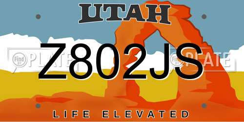 Z802JS Utah License Plate