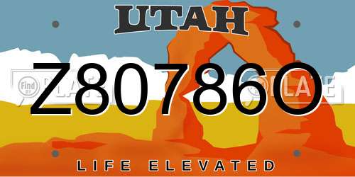 Z80786O Utah License Plate