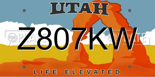 Z807KW Utah License Plate