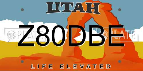 Z80DBE Utah License Plate