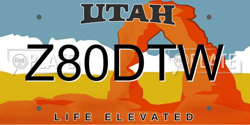 Z80DTW Utah License Plate