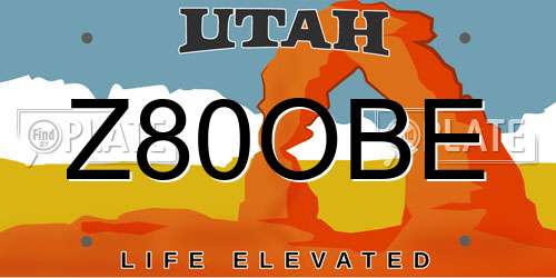 Z80OBE Utah License Plate