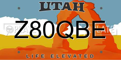 Z80QBE Utah License Plate