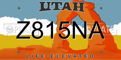 Z815NA Utah License Plate
