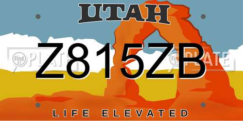 Z815ZB Utah License Plate