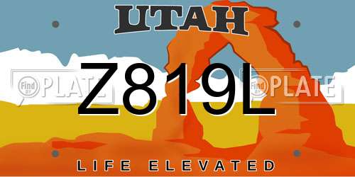 Z819L Utah License Plate