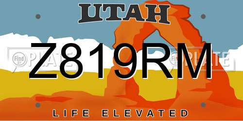 Z819RM Utah License Plate
