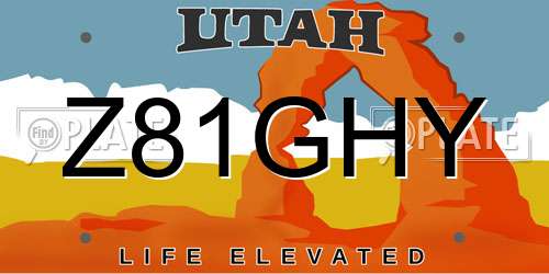 Z81GHY Utah License Plate