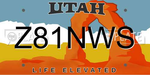 Z81NWS Utah License Plate
