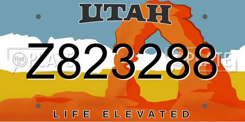 Z823288 Utah License Plate