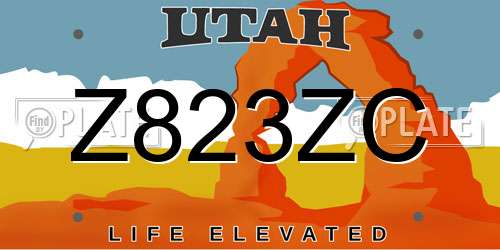 Z823ZC Utah License Plate